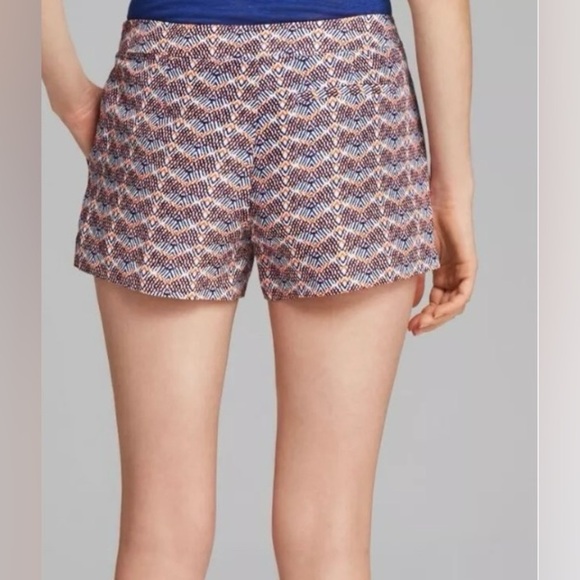 Joie High Waist Blue snd Orange Geometric Linen and Silk Blend Shorts. - Picture 2 of 15